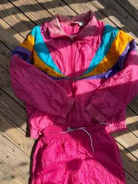 Vintage Rock Creek Casuals Pink Colorblock Nylon Tracksuit Set Size M